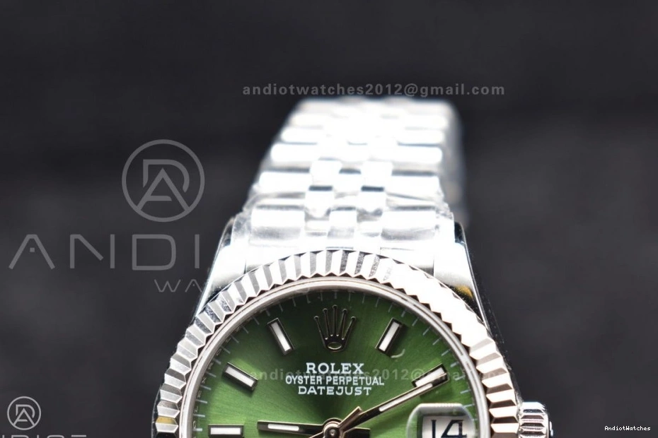 Steel ZeroBulk 31 278289 Syle President Markers DateJust Bracelet Green Dial Ladies on 316L Stick 557 WF 0502